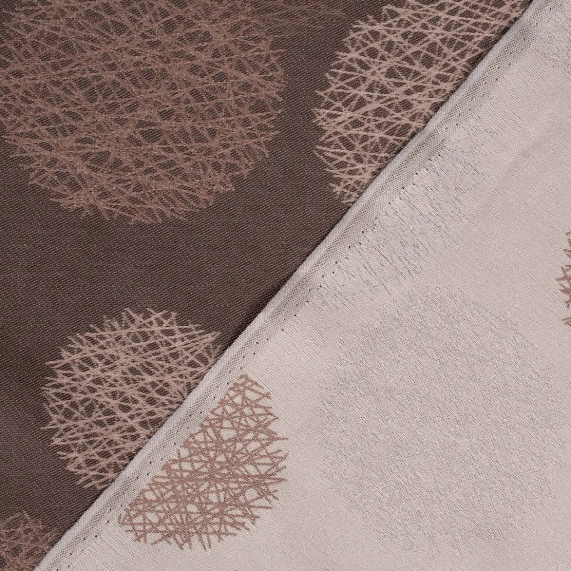 Dekostoff Jacquard Wendestoff Satinlook Kreise beidseitig beige rosenholz 1,40m Breite