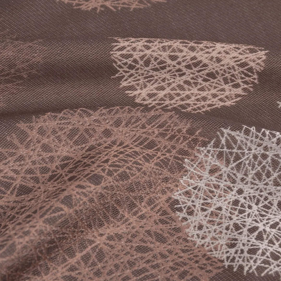 Dekostoff Jacquard Wendestoff Satinlook Kreise beidseitig beige rosenholz 1,40m Breite