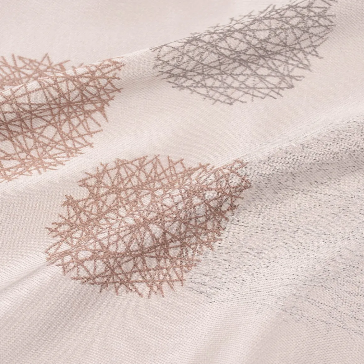 Dekostoff Jacquard Wendestoff Satinlook Kreise beidseitig beige rosenholz 1,40m Breite