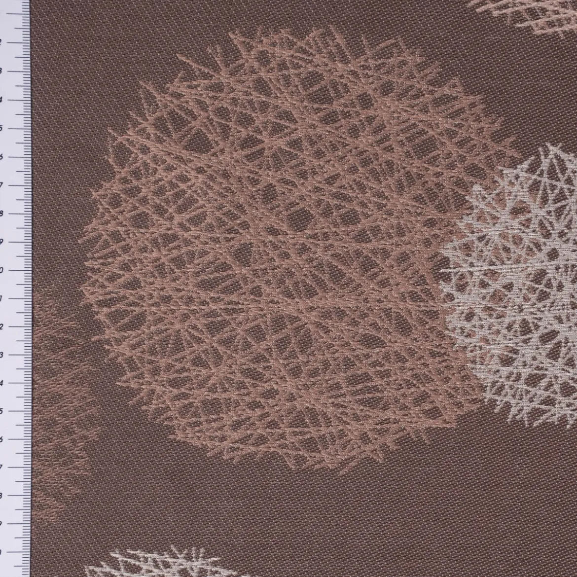 Dekostoff Jacquard Wendestoff Satinlook Kreise beidseitig beige rosenholz 1,40m Breite