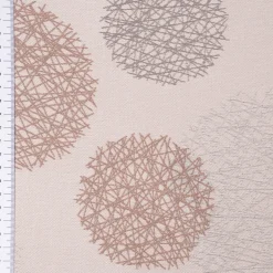 Dekostoff Jacquard Wendestoff Satinlook Kreise beidseitig beige rosenholz 1,40m Breite