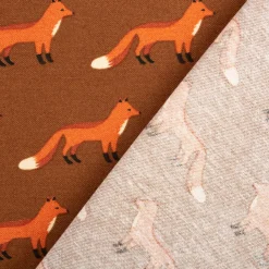 Dekostoff Kinderstoff Halbpanama Fox Parade Füchse braun orange 1,40m Breite