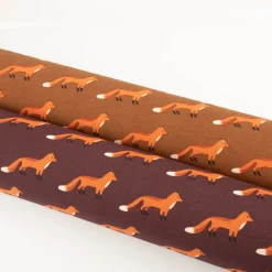 Dekostoff Kinderstoff Halbpanama Fox Parade Füchse braun orange 1,40m Breite