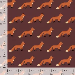 Dekostoff Kinderstoff Halbpanama Fox Parade Füchse mauve orange 1,40m Breite