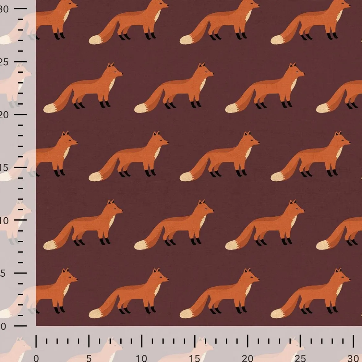 Dekostoff Kinderstoff Halbpanama Fox Parade Füchse mauve orange 1,40m Breite