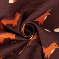 Dekostoff Kinderstoff Halbpanama Fox Parade Füchse mauve orange 1,40m Breite