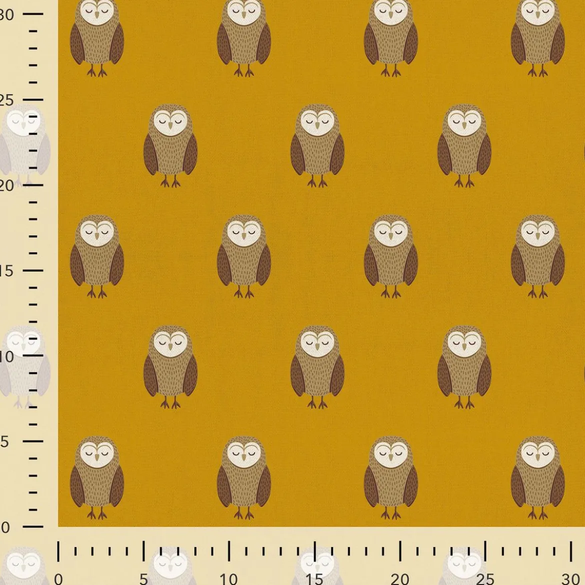 Dekostoff Kinderstoff Halbpanama Night Owl Nap Eulen senfgelb braun 1,40m Breite