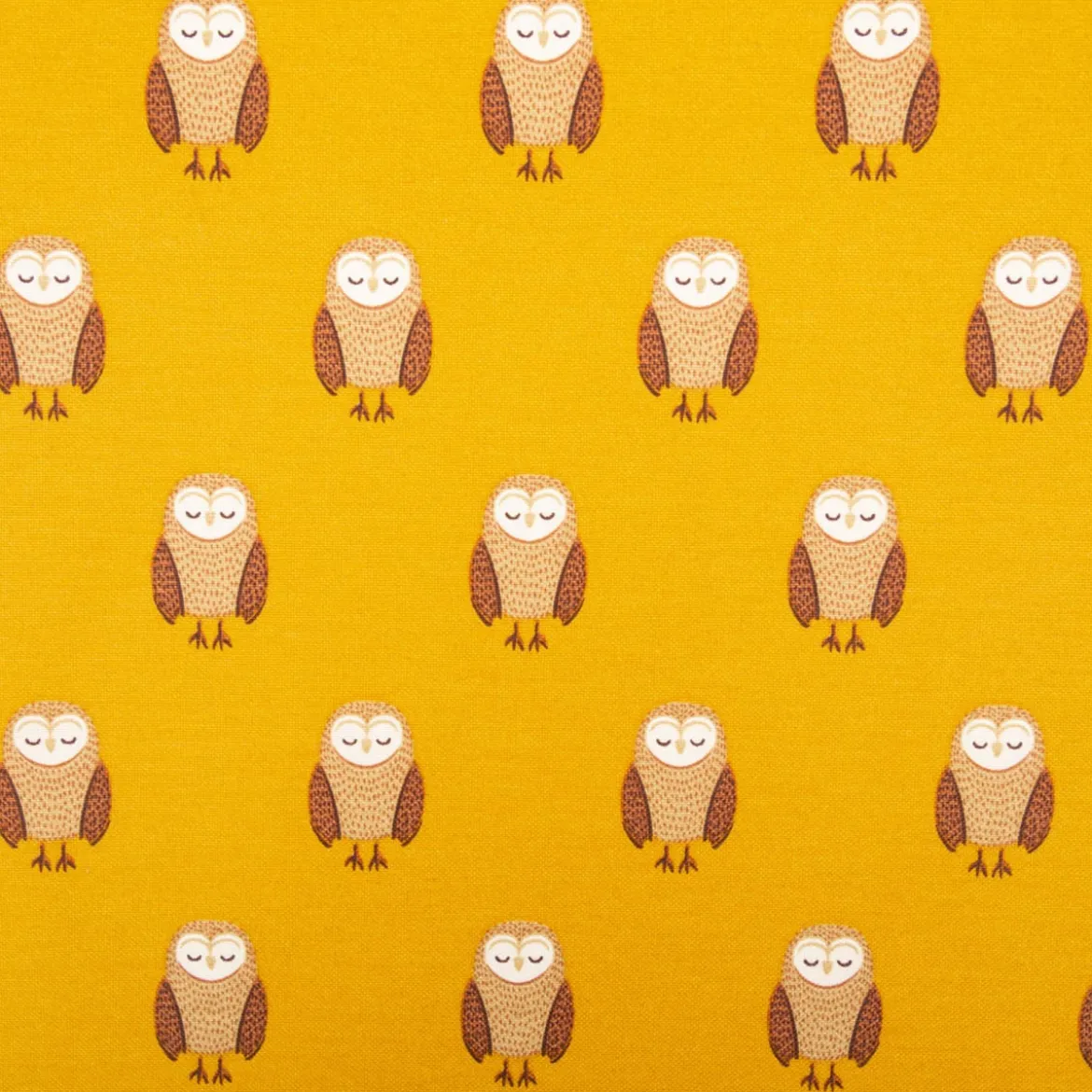 Dekostoff Kinderstoff Halbpanama Night Owl Nap Eulen senfgelb braun 1,40m Breite