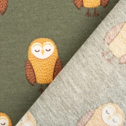 Dekostoff Kinderstoff Halbpanama Night Owl Nap Eulen oliv braun 1,40m Breite