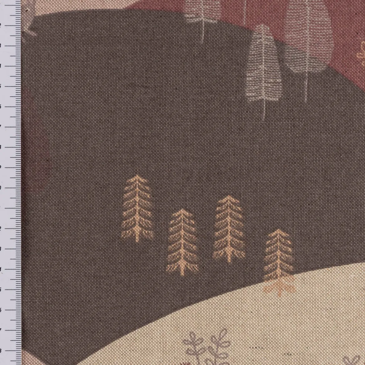 Dekostoff Kinderstoff Halbpanama Leinenlook Mountain Forest Animals Waldtiere Hügel rosa 140cm Breite