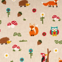 Dekostoff Kinderstoff Halbpanama Leinenlook Foxie and Friends natur bunt 1,40m Breite