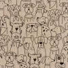 Dekostoff Kinderstoff Halbpanama Leinenlook Dog Cartoon Line Hunde natur schwarz 1,40m Breite