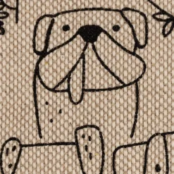 Dekostoff Kinderstoff Halbpanama Leinenlook Dog Cartoon Line Hunde natur schwarz 1,40m Breite
