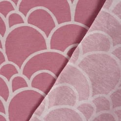 Dekostoff Kissenstoff Vorhangstoff Bögen Hügel rosa weiß 1,4m Breite