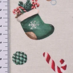 Dekostoff Kryst Merry Christmas Perlenschnur natur mint 1,40m Breite