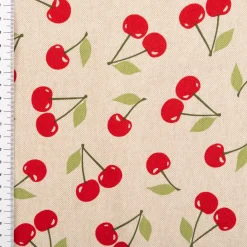 Dekostoff Leinenlook Cherry Happy Joy Kirschen natur rot 140 cm breit