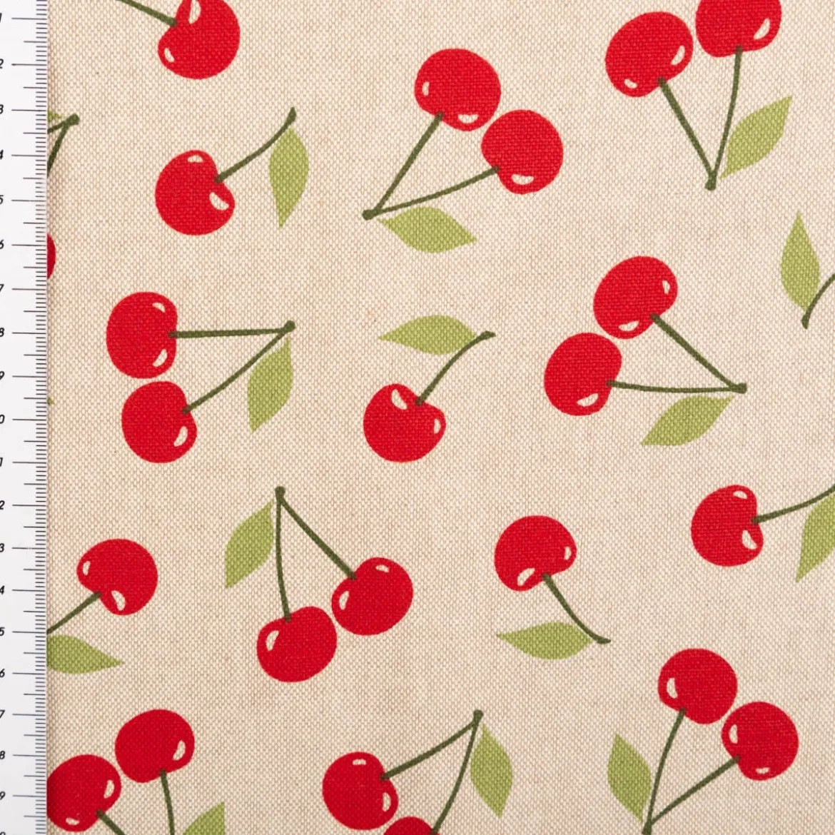 Dekostoff Leinenlook Cherry Happy Joy Kirschen natur rot 140 cm breit
