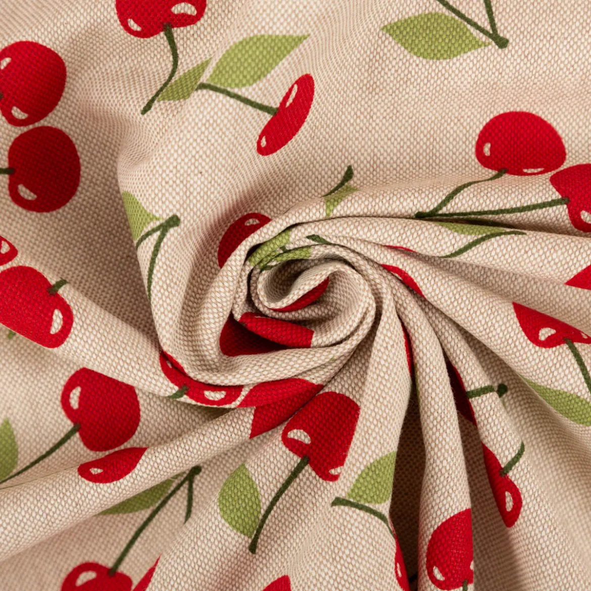 Dekostoff Leinenlook Cherry Happy Joy Kirschen natur rot 140 cm breit