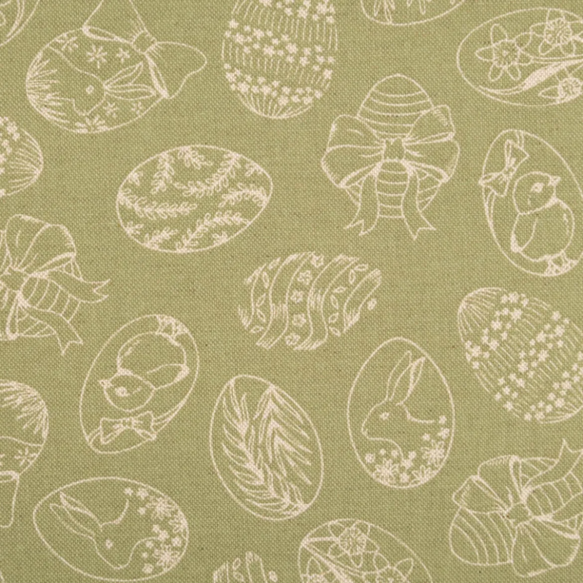 Dekostoff Leinenlook Ostereier Easter Egg Tale grün natur 1,4m Breite