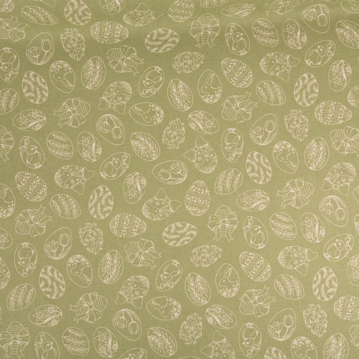 Dekostoff Leinenlook Ostereier Easter Egg Tale grün natur 1,4m Breite