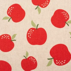 Dekostoff Leinenlook Äpfel natur rot 140 cm breit