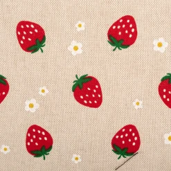 Dekostoff Leinenlook Strawberries Erdbeeren Blumen natur rot 140 cm breit