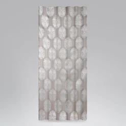 Dekostoff Leinenstruktur Adagio Ornament Metallicprint taupe silberfarbig