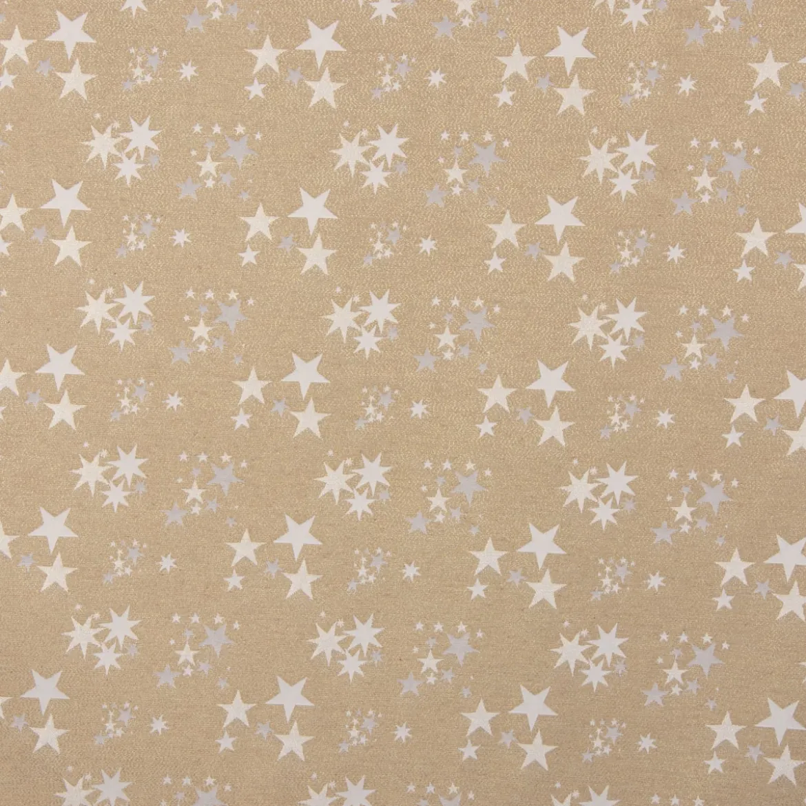 Dekostoff Lurex Wendestoff Weihnachten beidseitig Sterne beige gold 1,6m Breite