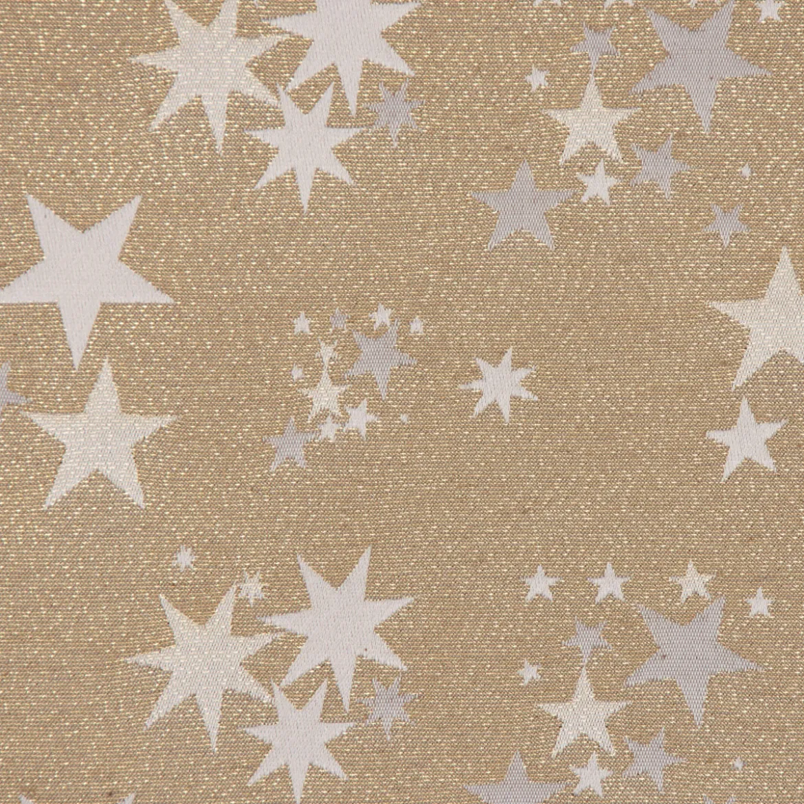 Dekostoff Lurex Wendestoff Weihnachten beidseitig Sterne beige gold 1,6m Breite