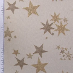 Dekostoff Lurex Wendestoff Weihnachten beidseitig Sterne beige gold 1,6m Breite