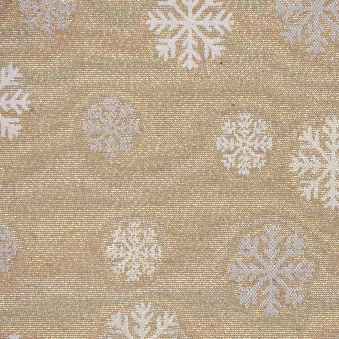 Dekostoff Lurex Wendestoff Weihnachten beidseitig Schneeflocken beige gold 1,6m Breite