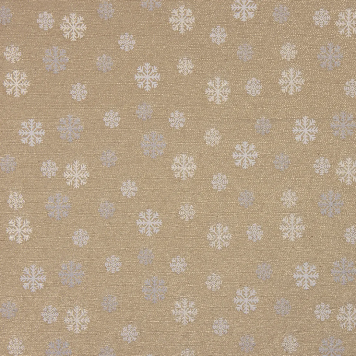 Dekostoff Lurex Wendestoff Weihnachten beidseitig Schneeflocken beige gold 1,6m Breite