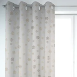 Dekostoff Lurex Wendestoff Weihnachten beidseitig Schneeflocken beige gold 1,6m Breite