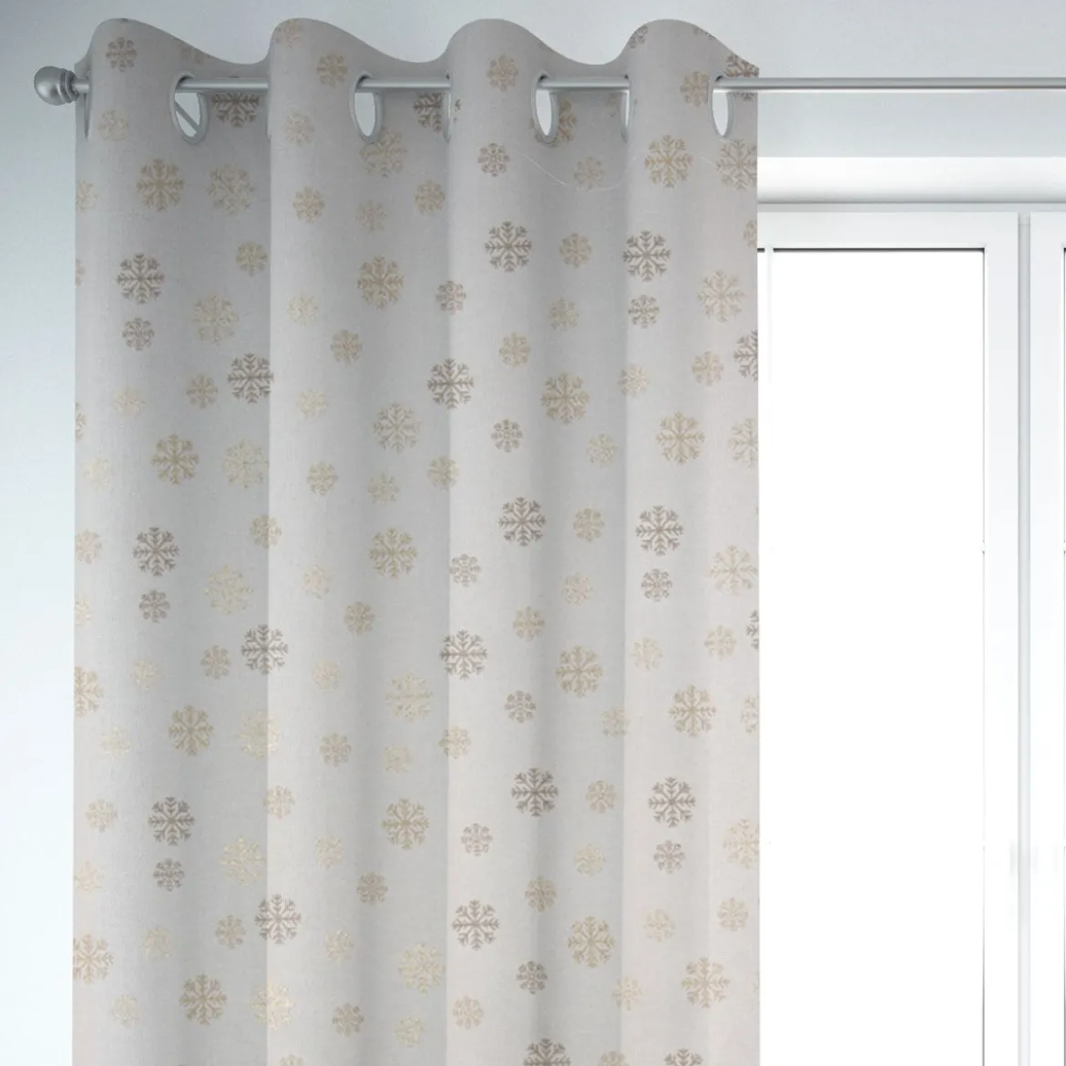 Dekostoff Lurex Wendestoff Weihnachten beidseitig Schneeflocken beige gold 1,6m Breite