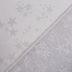 Dekostoff Lurex Wendestoff Weihnachten beidseitig Sterne grau silber 1,6m Breite