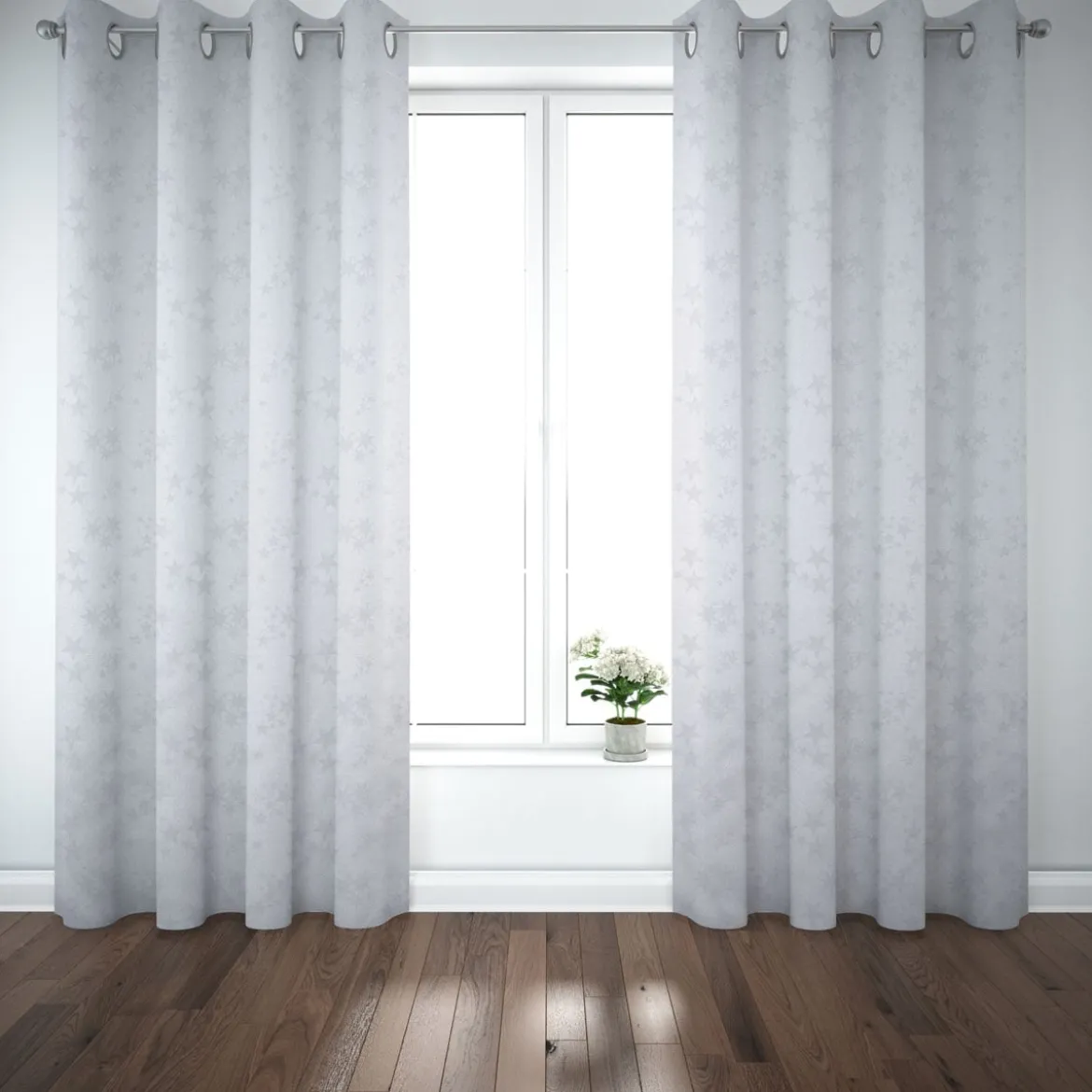 Dekostoff Lurex Wendestoff Weihnachten beidseitig Sterne grau silber 1,6m Breite