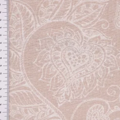 Dekostoff Ottoman Baumwoll-Mischgewebe Clematis Herzen Blätterranken natur weiß 1,40m Breite