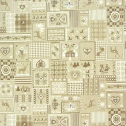 Dekostoff Patchwork Landhaus Hirsch natur braun weiß 1,40m Breite