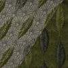 Dekostoff Premium Jacquard Doubleface Art Déco Blätter Fächer grün creme 1,4m Breite