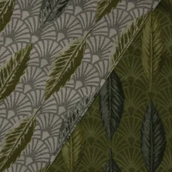 Dekostoff Premium Jacquard Doubleface Art Déco Blätter Fächer grün creme 1,4m Breite