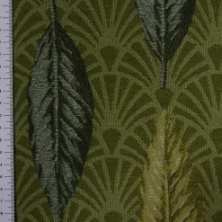 Dekostoff Premium Jacquard Doubleface Art Déco Blätter Fächer grün creme 1,4m Breite