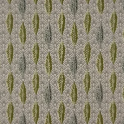 Dekostoff Premium Jacquard Doubleface Art Déco Blätter Fächer grün creme 1,4m Breite