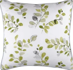 Dekostoff Ramie Leinenoptik Acacia Blätter weiß Aquarell grün 1,50m Breite