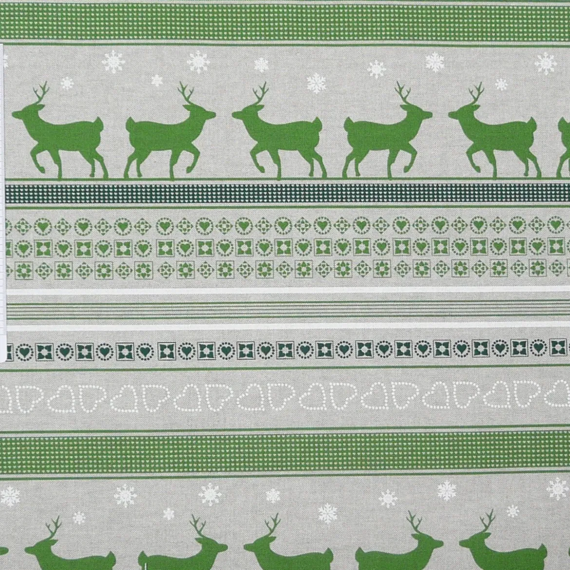 Dekostoff Stoff Dekostoff Meterware Rentiere Streifen grün Weihnachten