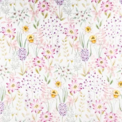 Dekostoff Vorhangstoff Popeline Digitaldruck Daffodil Spring Flower weiß rosa 1,40m Breite