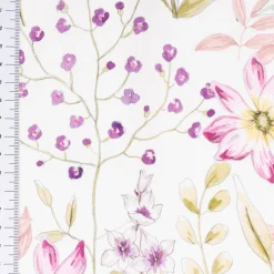 Dekostoff Vorhangstoff Popeline Digitaldruck Daffodil Spring Flower weiß rosa 1,40m Breite