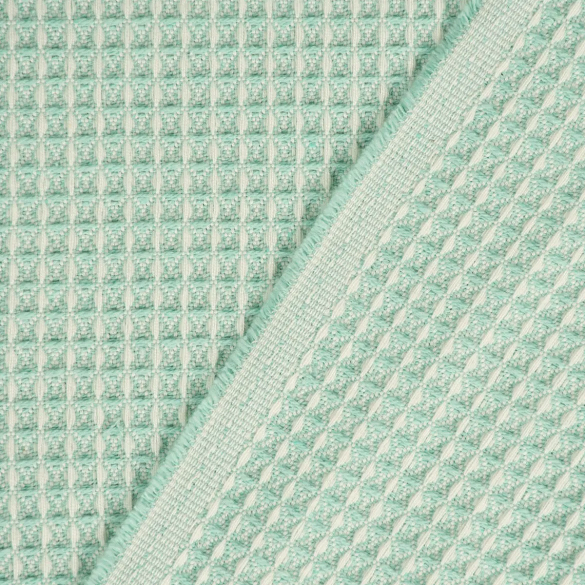 Dekostoff Waffelrelief Kästchenstruktur Honeycomb mintgrün 1,30m Breite
