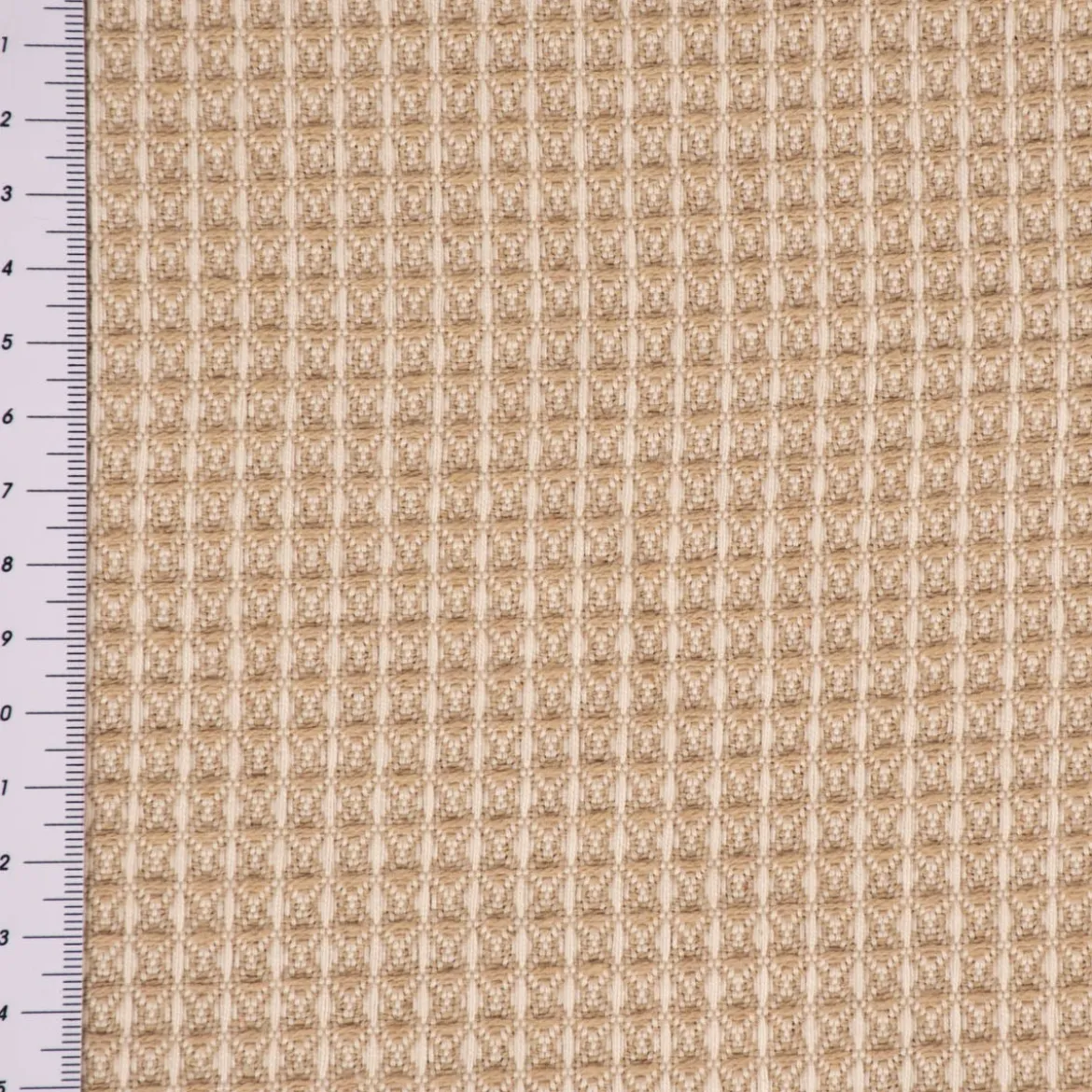Dekostoff Waffelrelief Kästchenstruktur Honeycomb beige 1,30m Breite