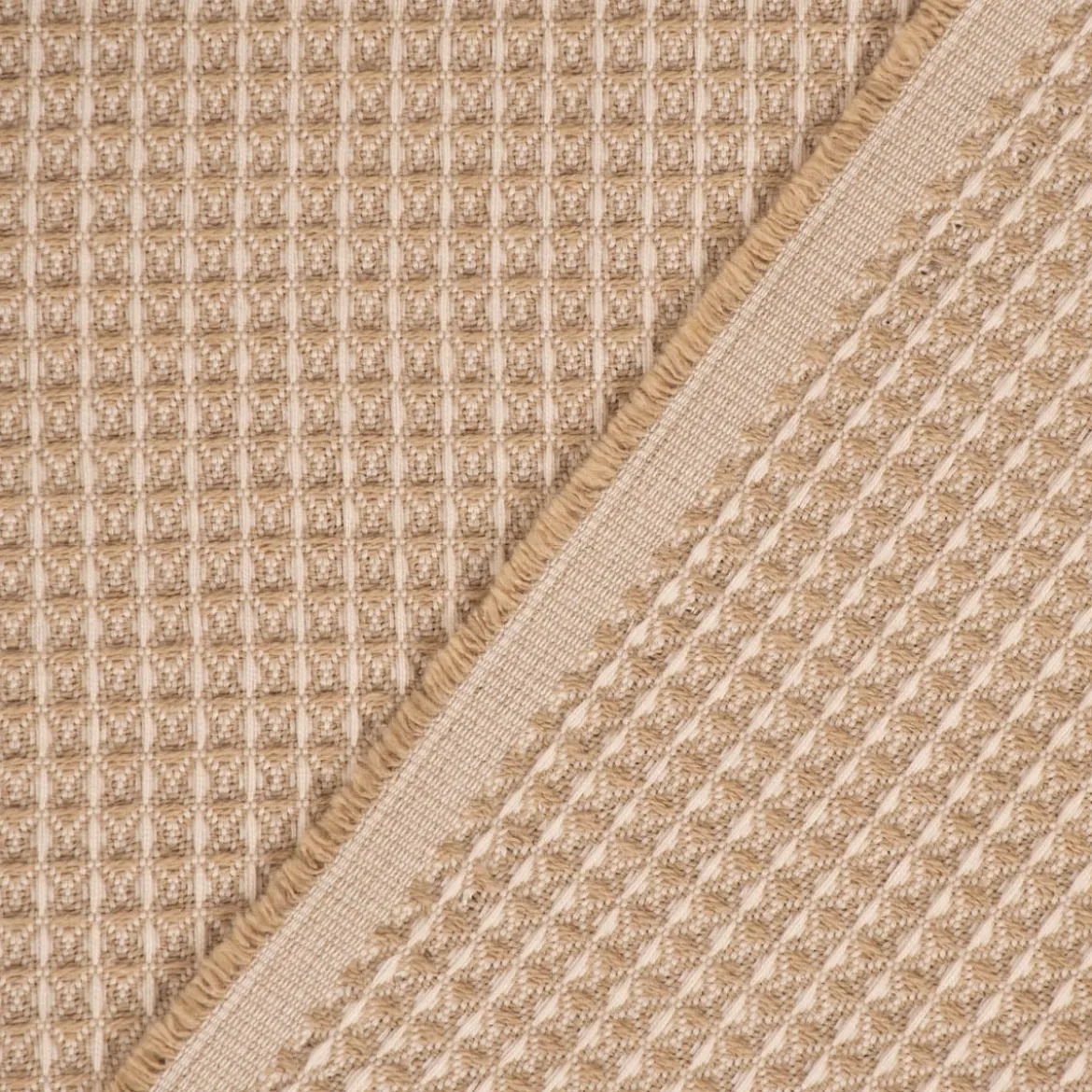 Dekostoff Waffelrelief Kästchenstruktur Honeycomb beige 1,30m Breite