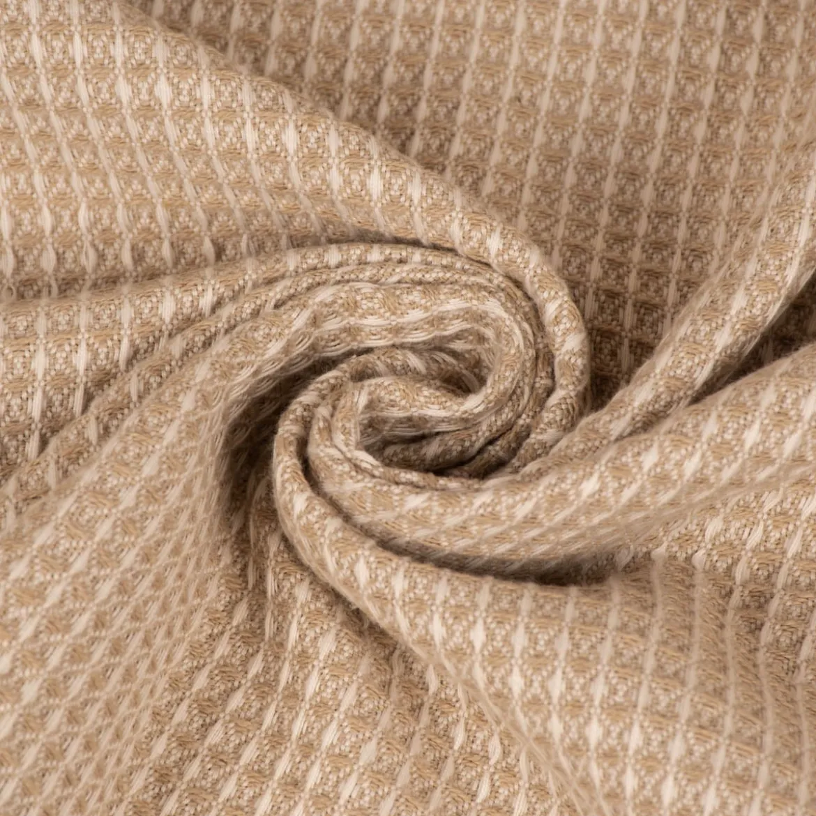 Dekostoff Waffelrelief Kästchenstruktur Honeycomb beige 1,30m Breite